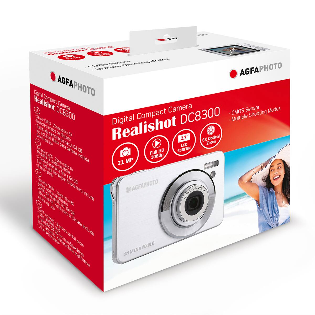 AGFA PHOTO Digital Compact Camera Realishot DC8300

- CMOS Sensor
- Multiple Shooting Modes
- 21 MP
- 8X Optical Zoom
- 2.7" LCD Screen
- Full HD 1080p
- 64 GB Memory Card Included
- Lithium Battery Included
- Includes Bag