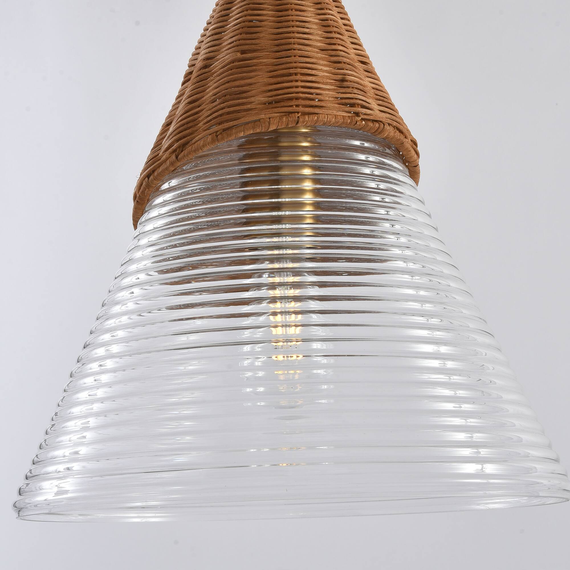 Alt View 8. Parrot Uncle - 1-Light Natural Modern Brass Hand-Woven Rattan Hanging Lamp Pendant Light - Brass.