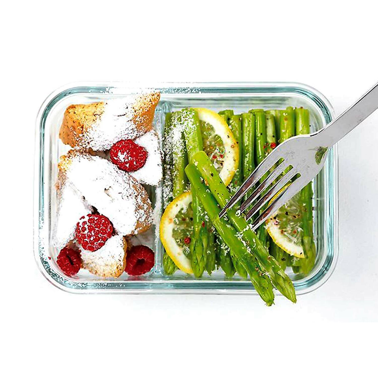 Alt View 3. Glasslock - Glasslock Duo 5 Piece Clear Glass Microwave Safe Divided Food Storage Containers.