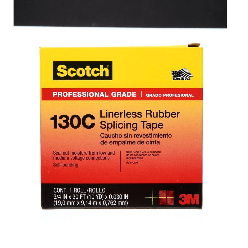 Scotch  
MADE IN USA  
PROFESSIONAL GRADE | GRADO PROFESIONAL  
Linerless Rubber Splicing Tape  
Caucho sin revestimiento de empalme de cinta  
Seal out moisture from low and medium voltage connections  
Selle hacia fuera la humedad de las conexiones de baja y media tensión  
Self-bonding  
Auto-unión  
CONT. 1 ROLL/ROLLO  
3/4 IN X 30 FT (10 YD) X 0.030 IN (19,0 mm X 9,14 m X 0,762 mm)  
3M
