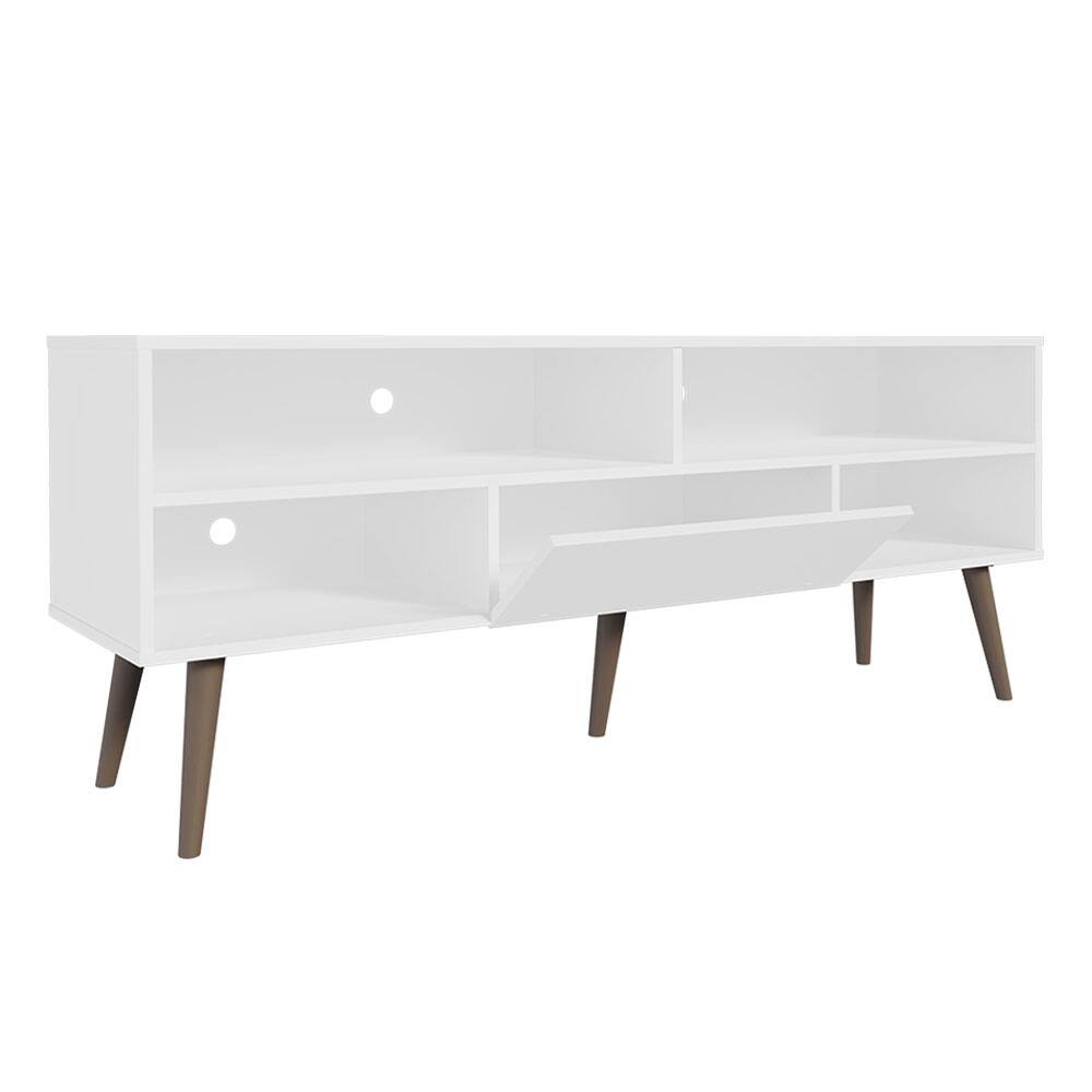 Back. Madesa - Madesa TV Stand with 1 Door and 4 Shelves 59"L Cable Management Media Storage - White - White.
