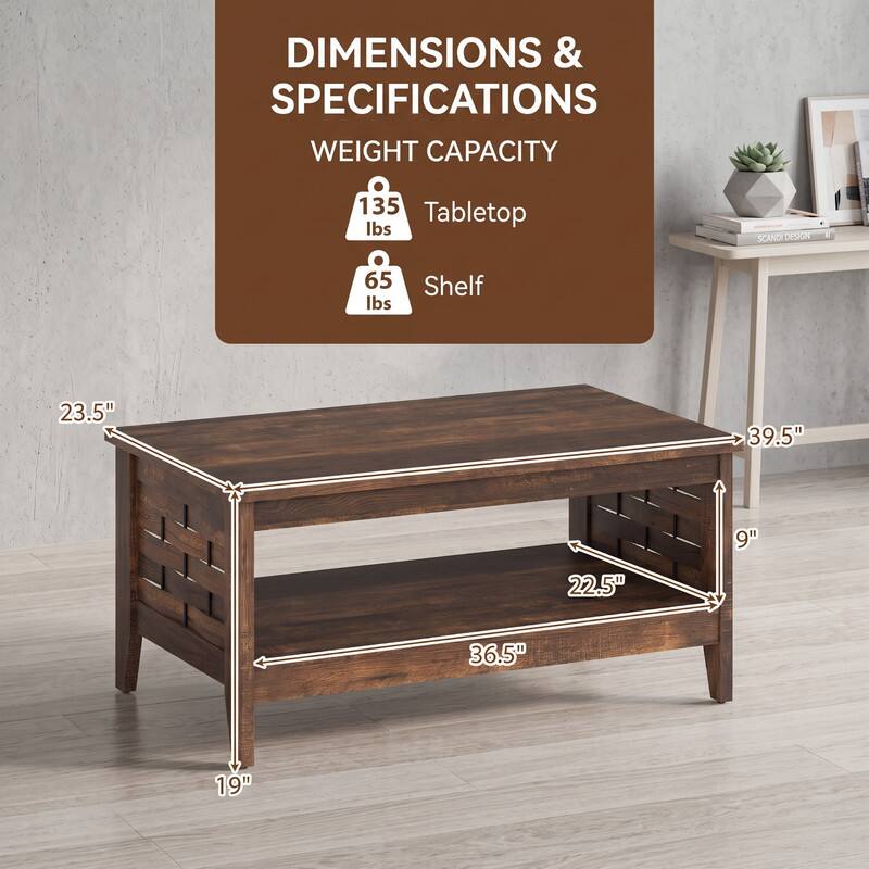 DIMENSIONS & SPECIFICATIONS  
WEIGHT CAPACITY  
135 lbs Tabletop  
65 lbs Shelf  
23.5"  
39.5"  
9"  
22.5"  
36.5"  
19"