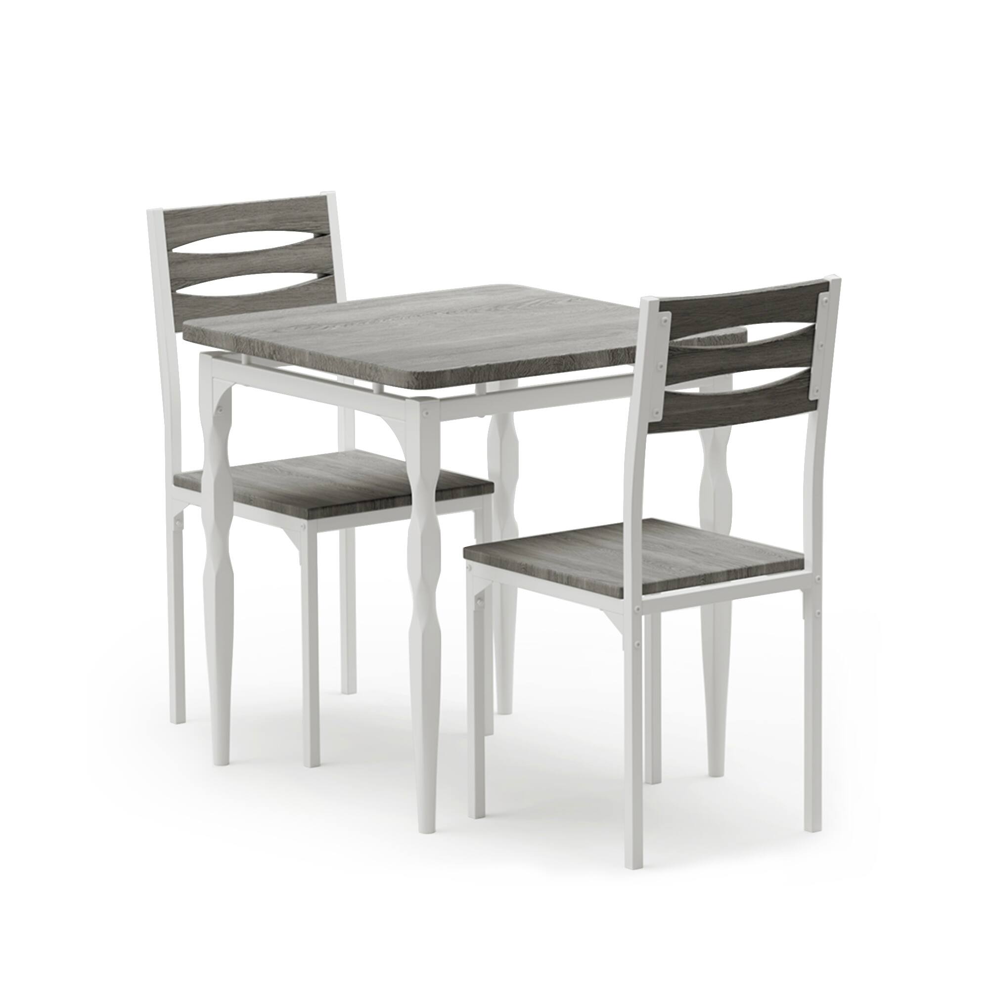 Left. Homhougo - Dining Table Set for 2, 3 Piece Dining Table and Chairs Set of 2 - Gray.
