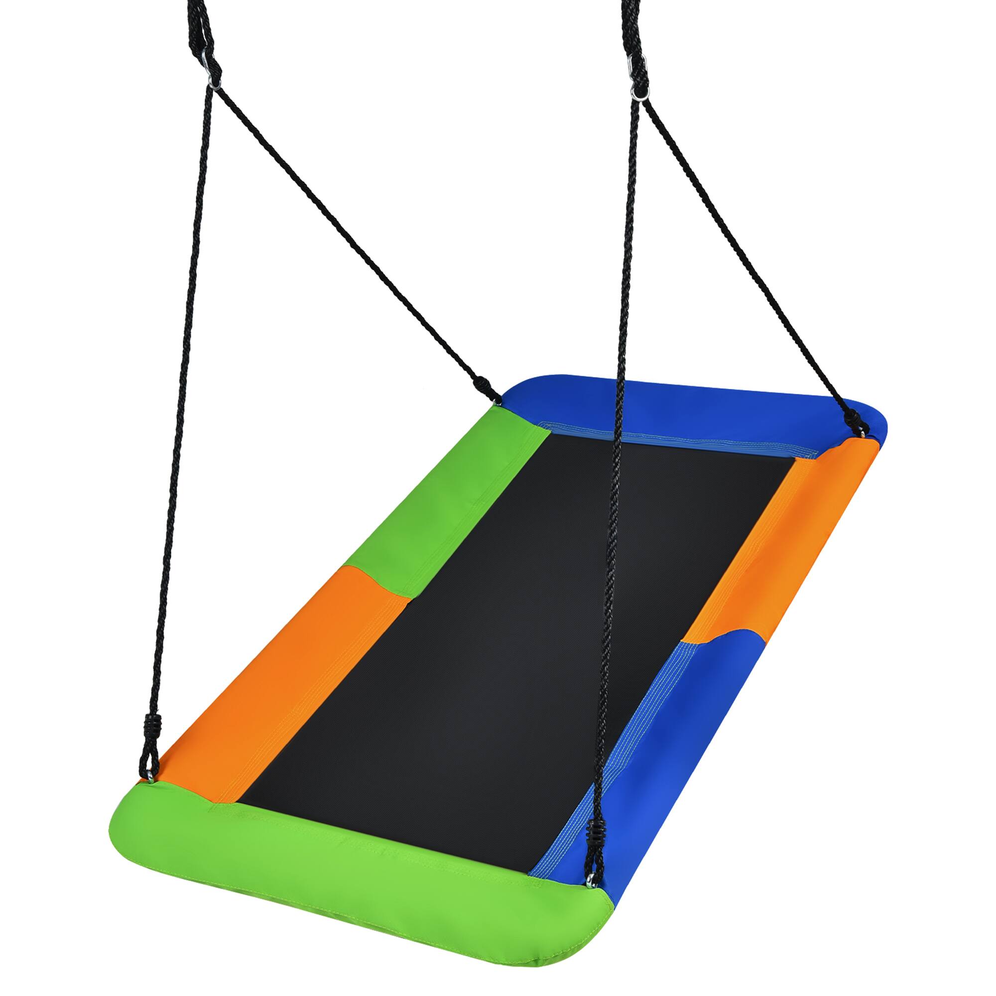 Alt View 4. Gymax - Gymax 60'' Kids Giant Tree Rectangle Swing 700 lbs w/ Adjustable Hanging Ropes Blue+Orange+Green - Orange.