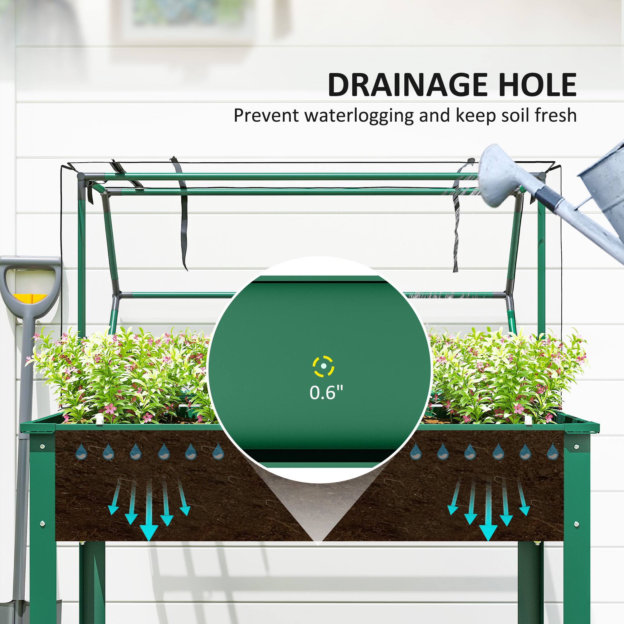 DRAINAGE HOLE  
Prevent waterlogging and keep soil fresh  
0.6"
