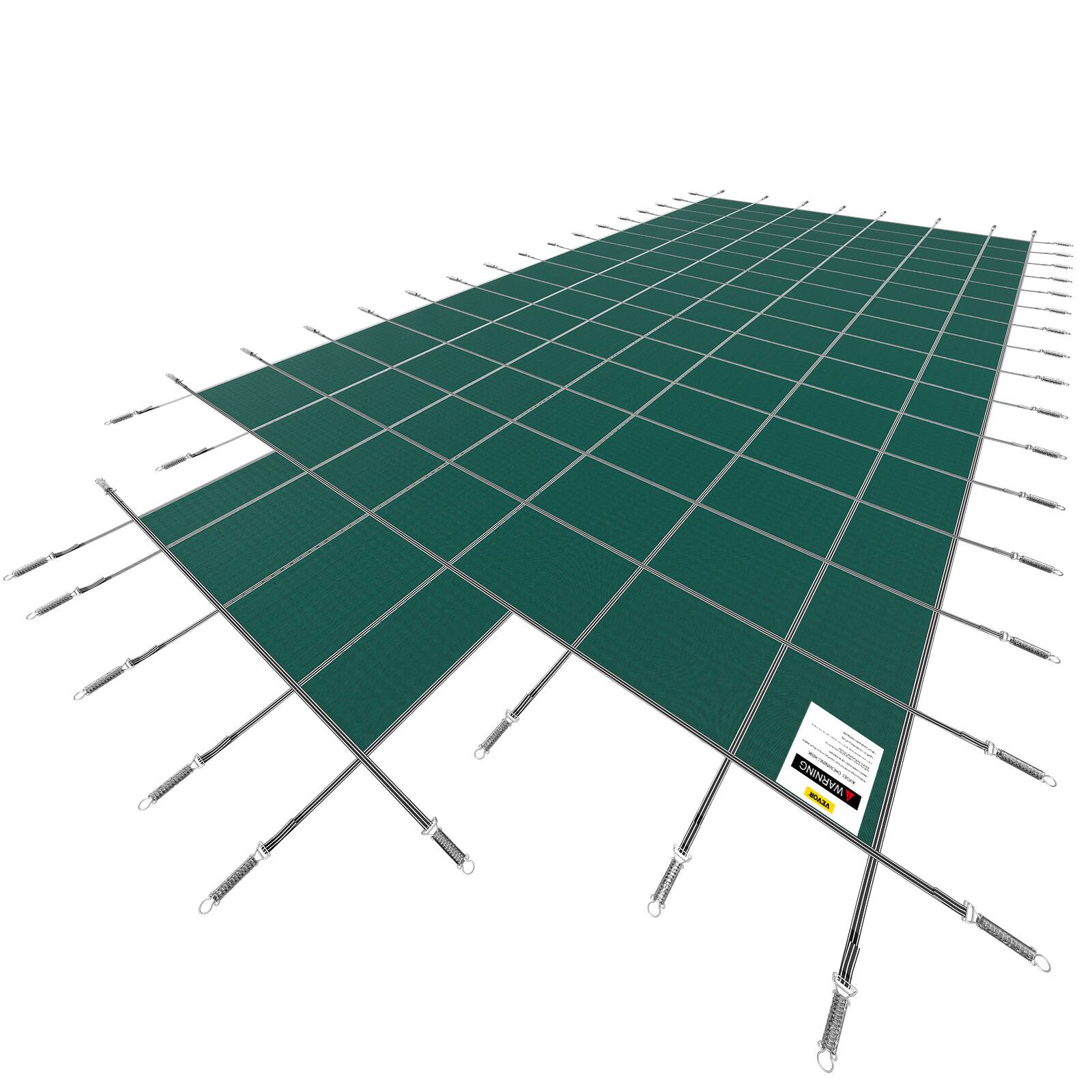 Alt View 5. VEVOR - Pool Safety Cover Fits 20x40ft Rectangle Inground Pools, Safety Pool Cover with 4x10ft Center End Step - Green.