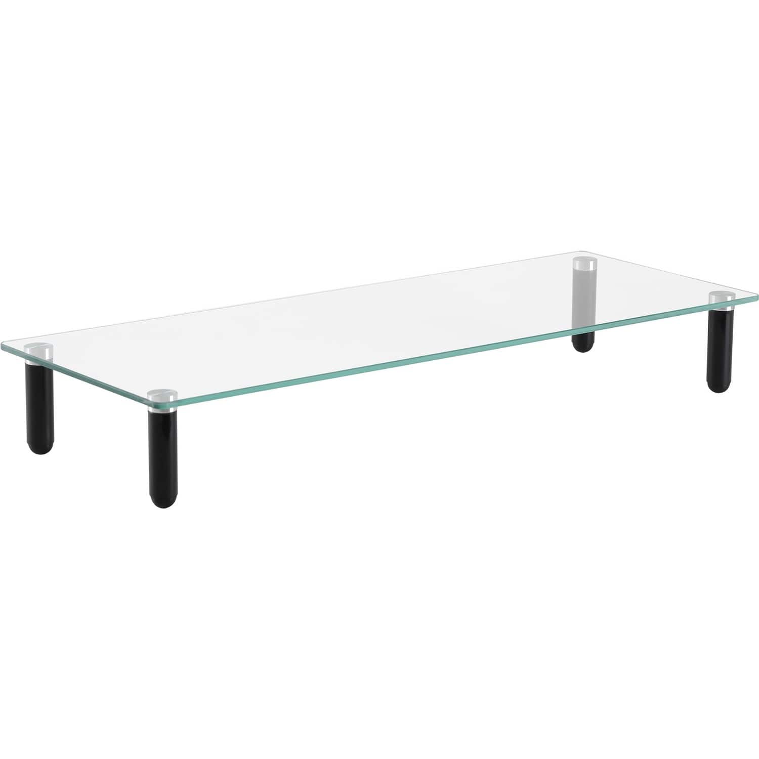 Lorell - 4leg SingleShelf Monitor Stand 44 lb Capacity 3"H x 22"W x 8.25"D Glass Black - Clear