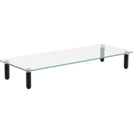 Lorell - 4leg SingleShelf Monitor Stand 44 lb Capacity 3"H x 22"W x 8.25"D Glass Black - Clear