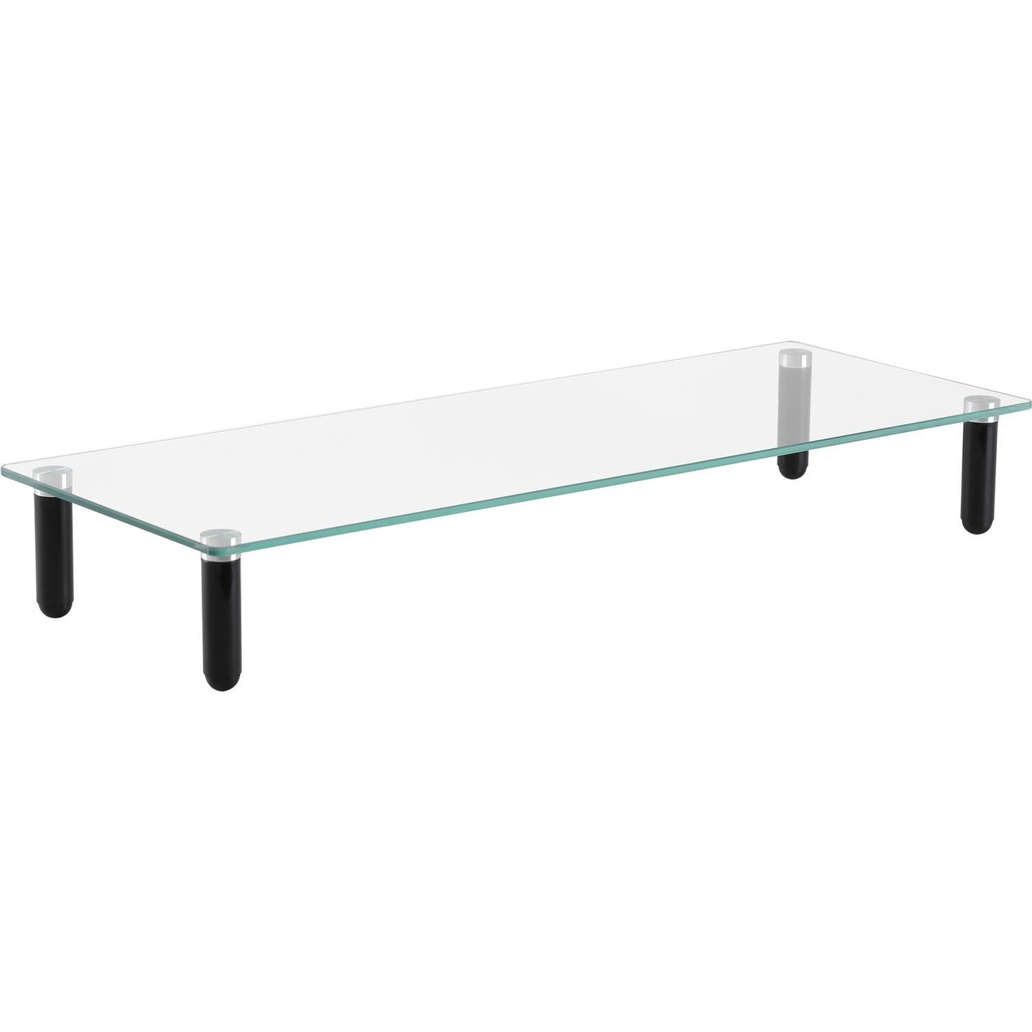 Front. Lorell - Lorell 4leg SingleShelf Monitor Stand 44 lb Capacity 3"H x 22"W x 8.25"D Glass Clear, Black - Clear.