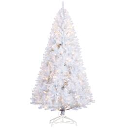 Homcom - Prelit Douglas Fir Artificial Christmas Tree, Realistic Branches, 500 Warm LEDs, 1346 Tips - White