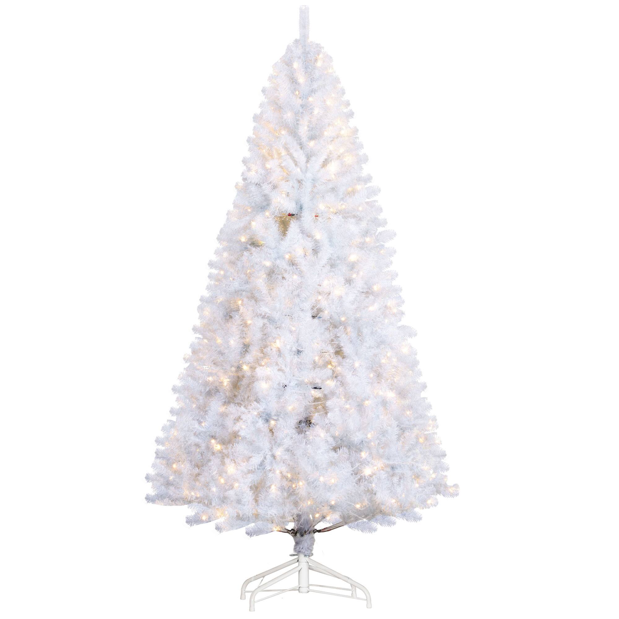 Front. Homcom - Prelit Douglas Fir Artificial Christmas Tree, Realistic Branches, 500 Warm White LEDs, 1346 Tips - white.