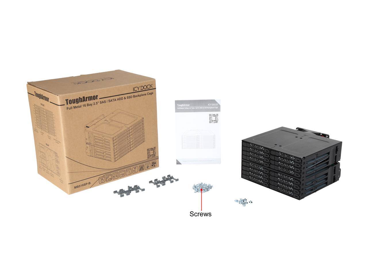 ICY DOCK Backplane Cage ToughArmor SAS & SATA HDD & SSD 16 Bay 2.5" Full Metal ToughArmor CYD00K 6SP- MBS16SP-8 MBS Screws