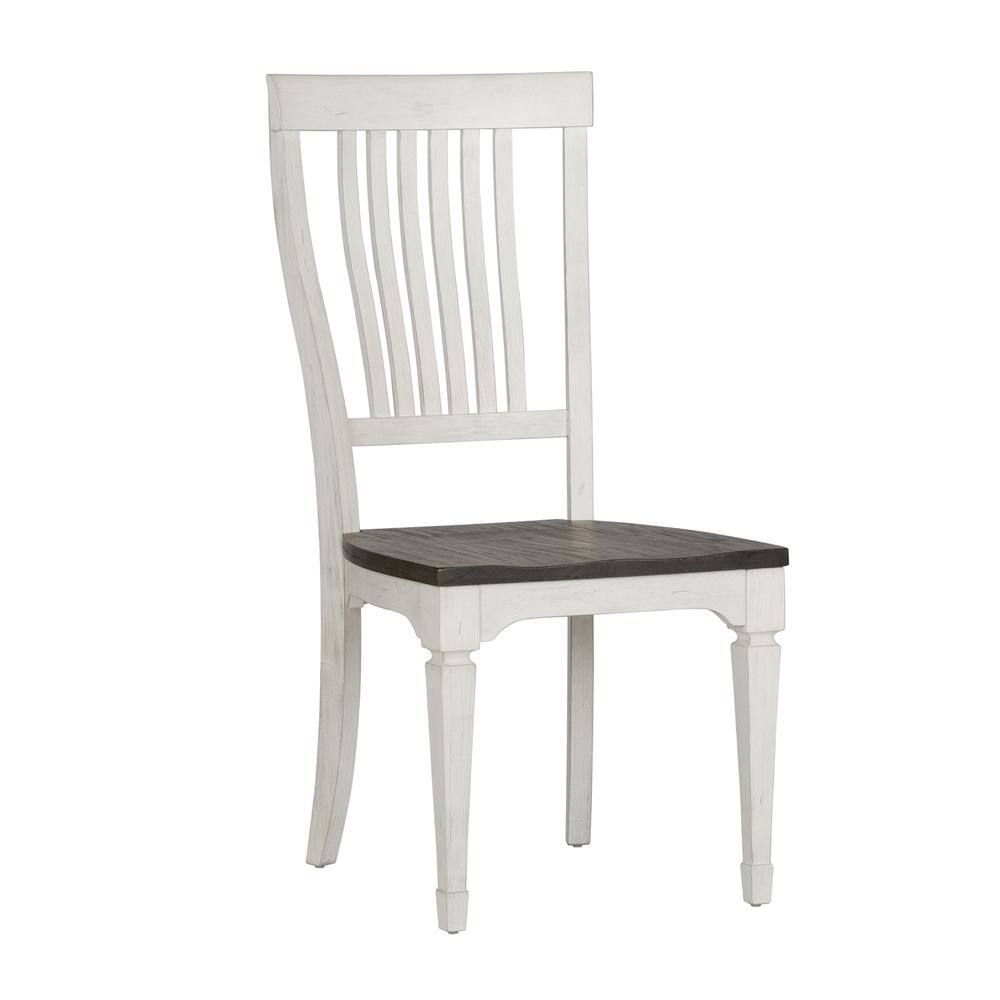 Left. Liberty Furniture Industries - Slat Back Side Chair (RTA)-Set of 2 - White.