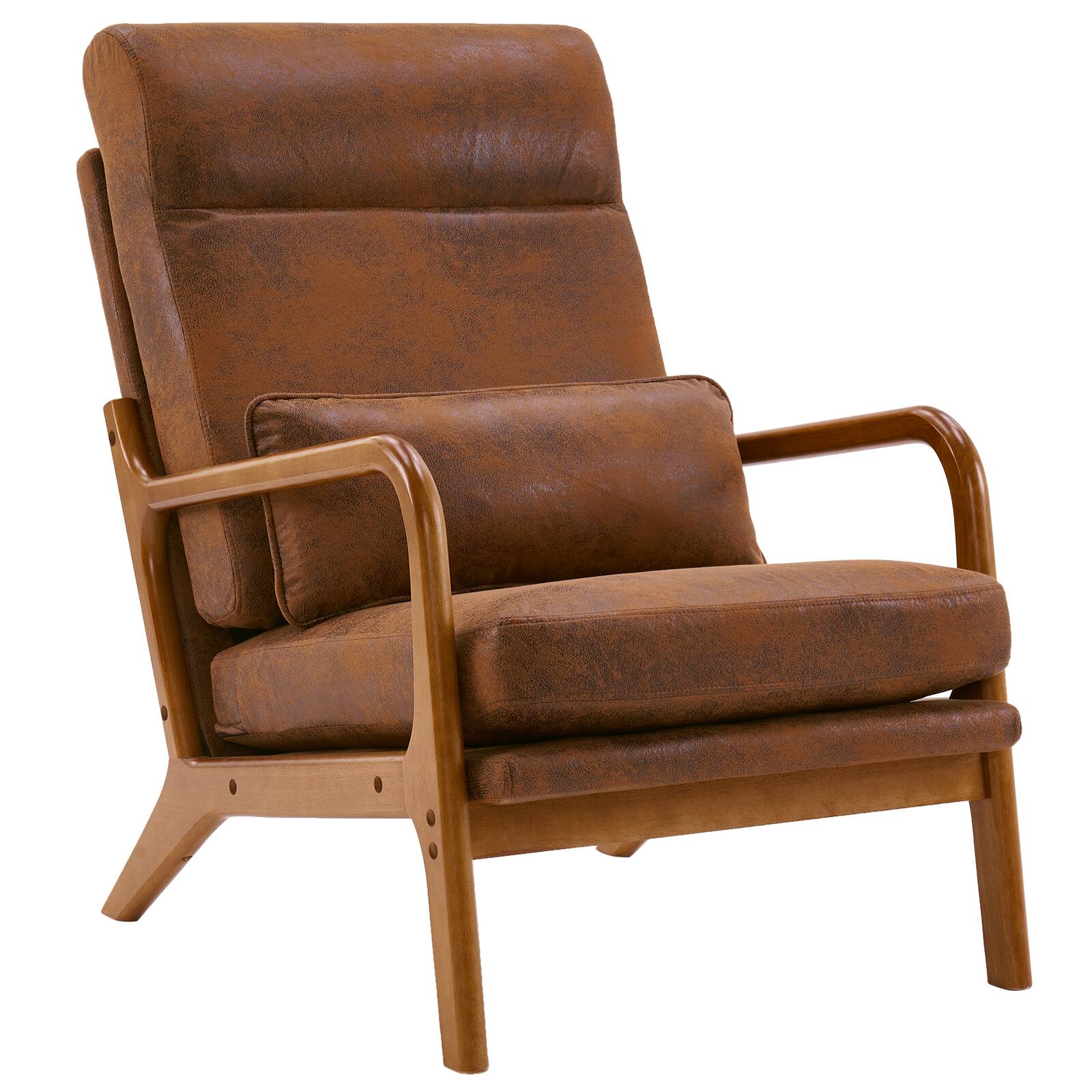Alt View 1. SlickBlue - Armrest & Backrest Indoor Leisure Chair Comfortable Upholstered Lounge Chair for Home - Brown.