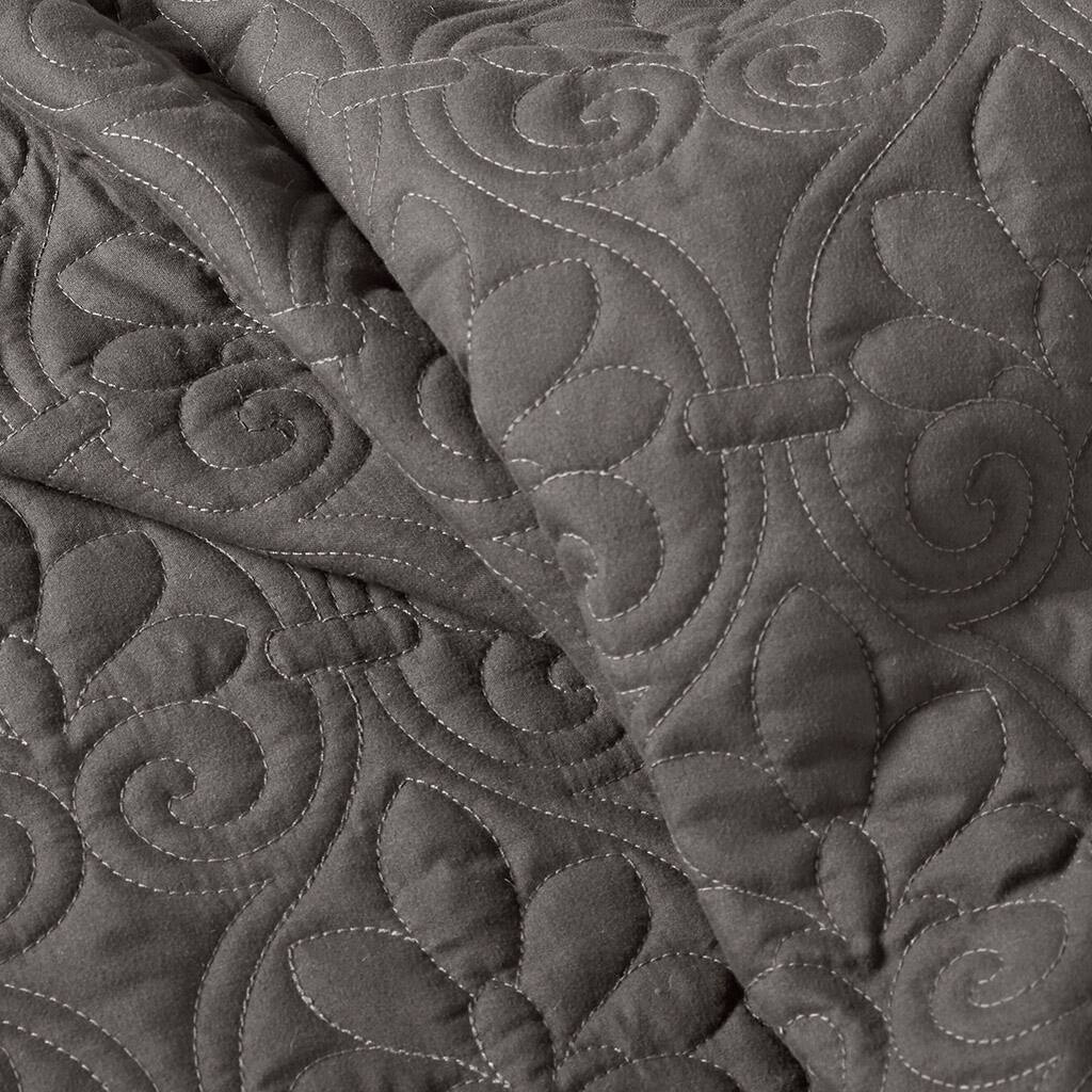 Alt View 2. Gracie Mills - Gracie Mills Sandy 3 Piece Split Corner Classic Pleated Quilted Bedspread Set - Dark Grey.