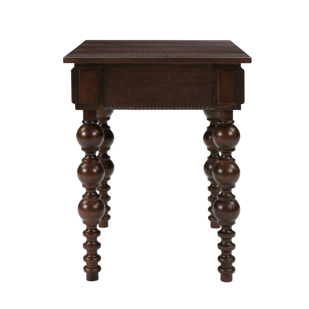 Lirago - Solid Wood End Table with Drawer Vintage Narrow 4 Leg Side Table for Living Room 23"H x 18"D x 24"W - Espresso