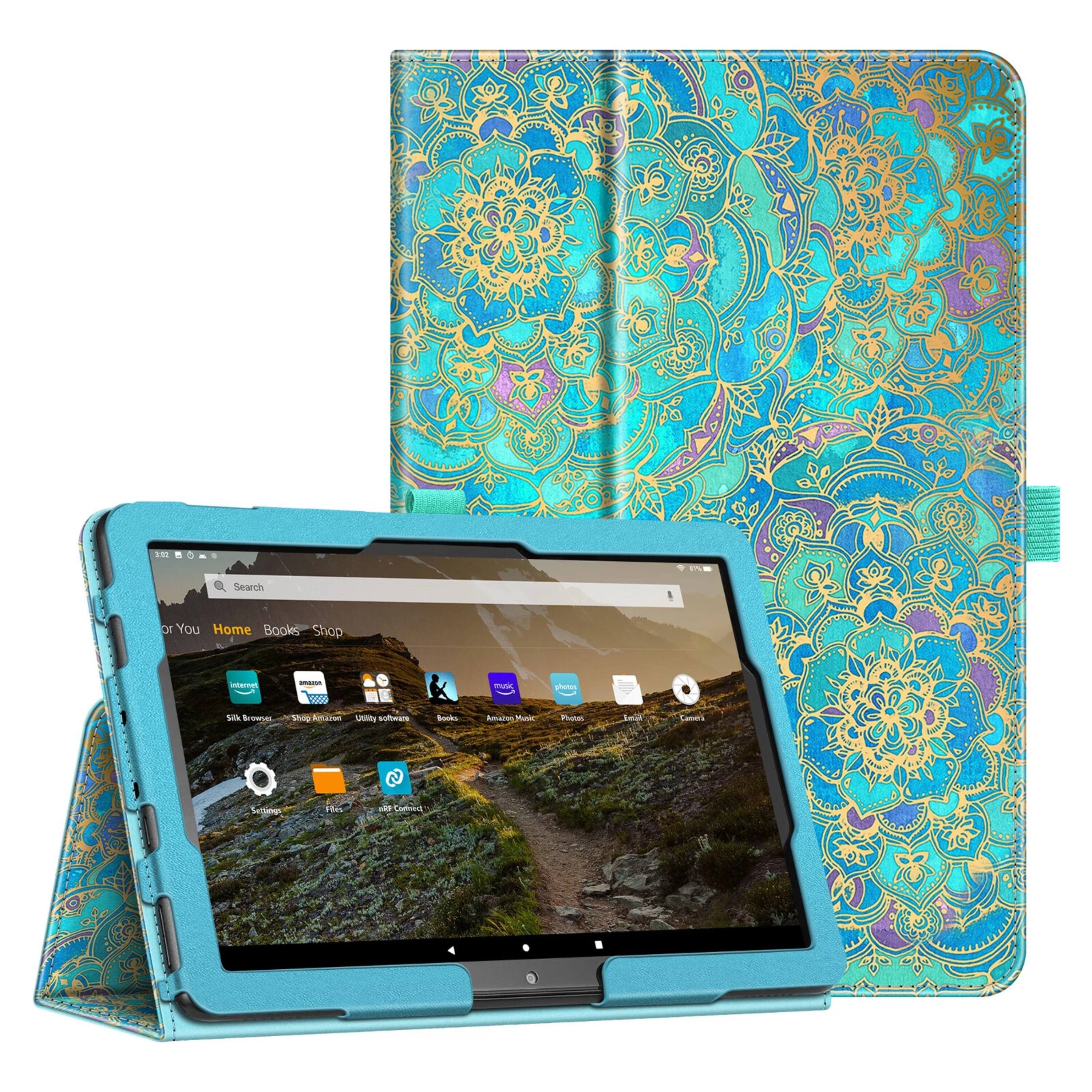 Kitcheniva - Slim Fit Folio Stand Case For Fire HD 10 And HD 10 Plus 11th Gen 2021 Shades Of Blue - Blue Shade