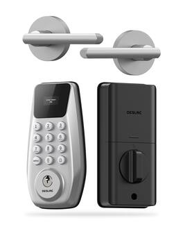 DESLOC - C100 Smart Door Lock with Visible Display, Smart Keypad Deadbolt with Lever for Front Door - Silver
