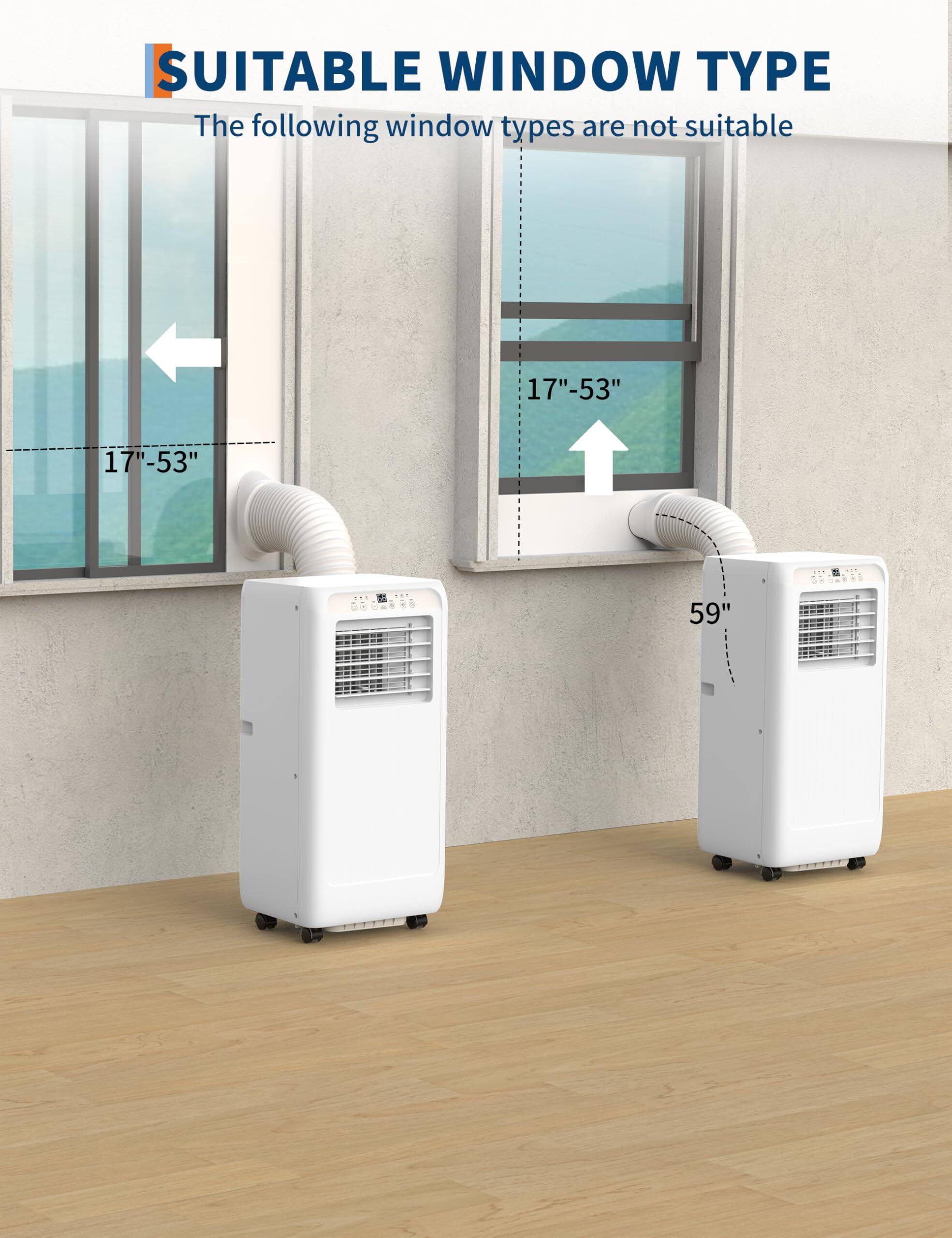 SUITABLE WINDOW TYPE  
The following window types are not suitable  

17"-53"  
59"