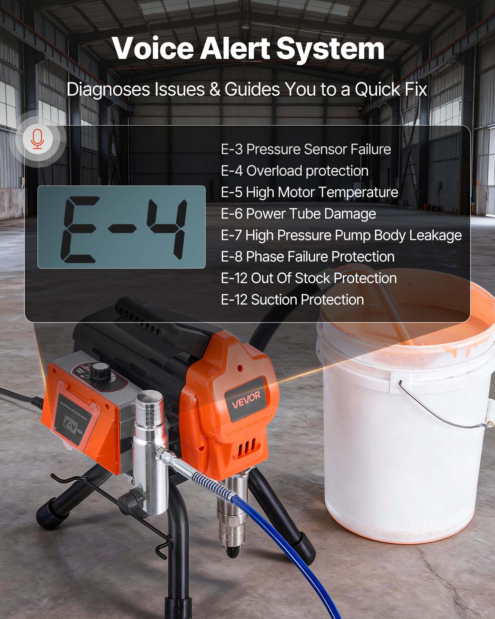 VEVOR Stand Airless Paint Sprayer, 1500W, 3300PSI High Pressure Airless ...