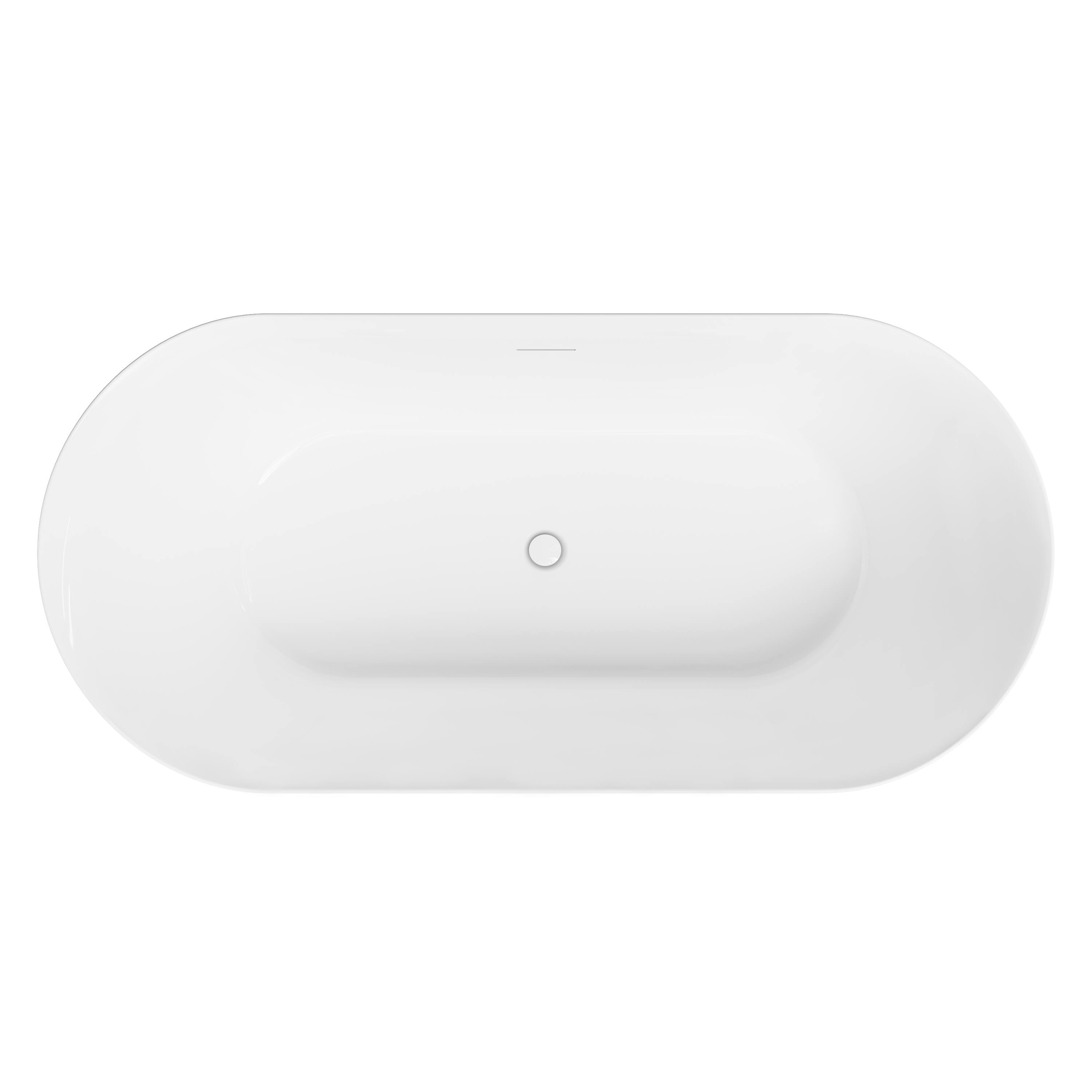 Alt View 10. WELLFOR - Sable 71 in. Acrylic Flatbottom Double Ended Freestanding Soaking  Bathtub with Drain and Overflow - White.