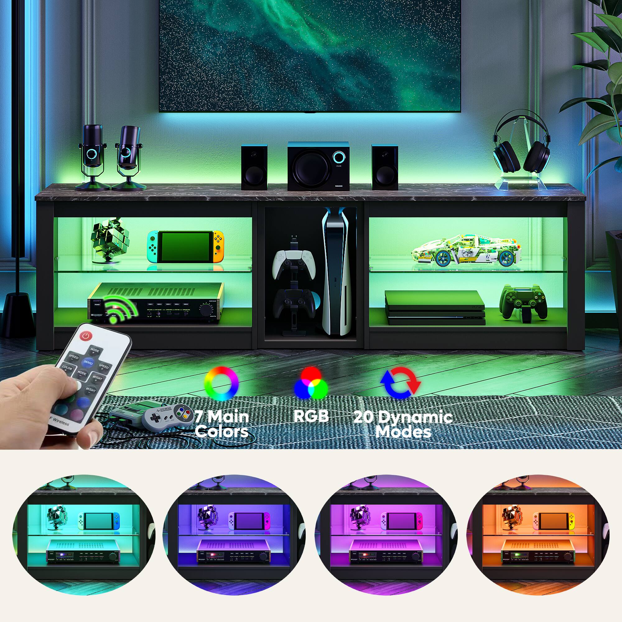 - 7 Main Colors
- RGB
- 20 Dynamic Modes