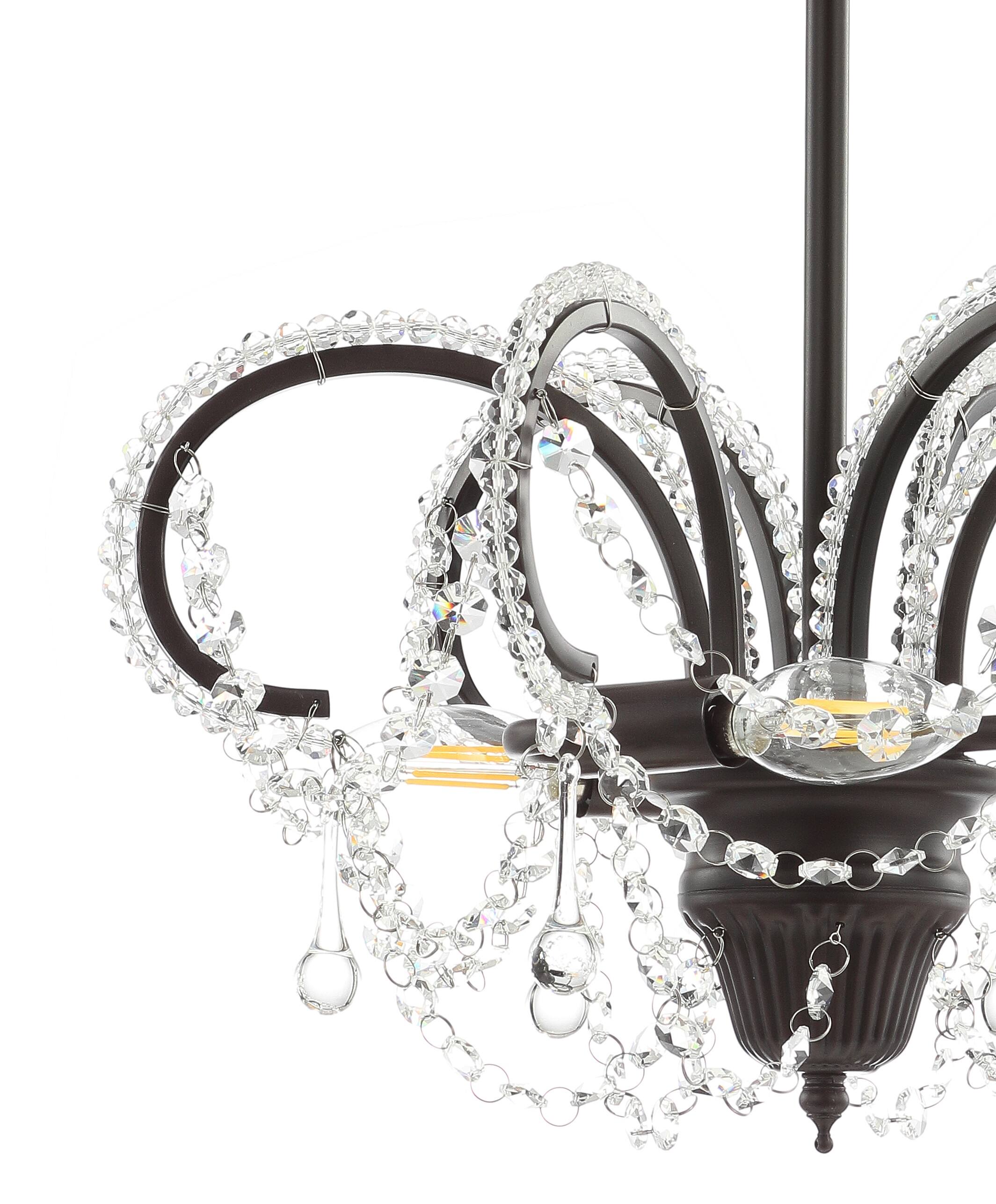 Alt View 4. Jonathan Y - Caroline 16" Metal/Crystal LED Adjustable Chandelier, Oil Rubbed Bronze - Oil Rubbed Bronze.