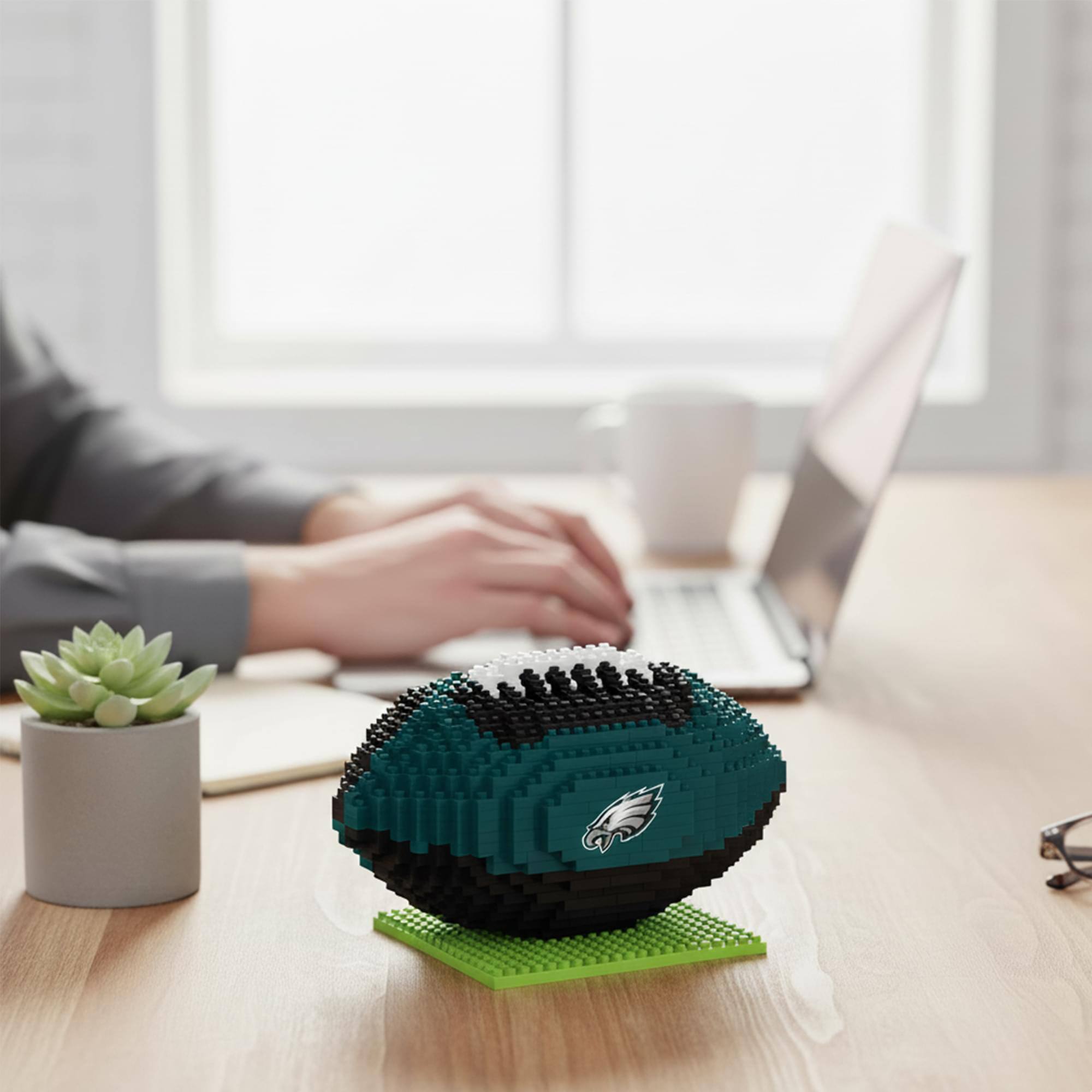 Alt View 2. Forever Collectibles - Philadelphia Eagles NFL BRXLZ Football 704-Piece Building Block Set - Blue.