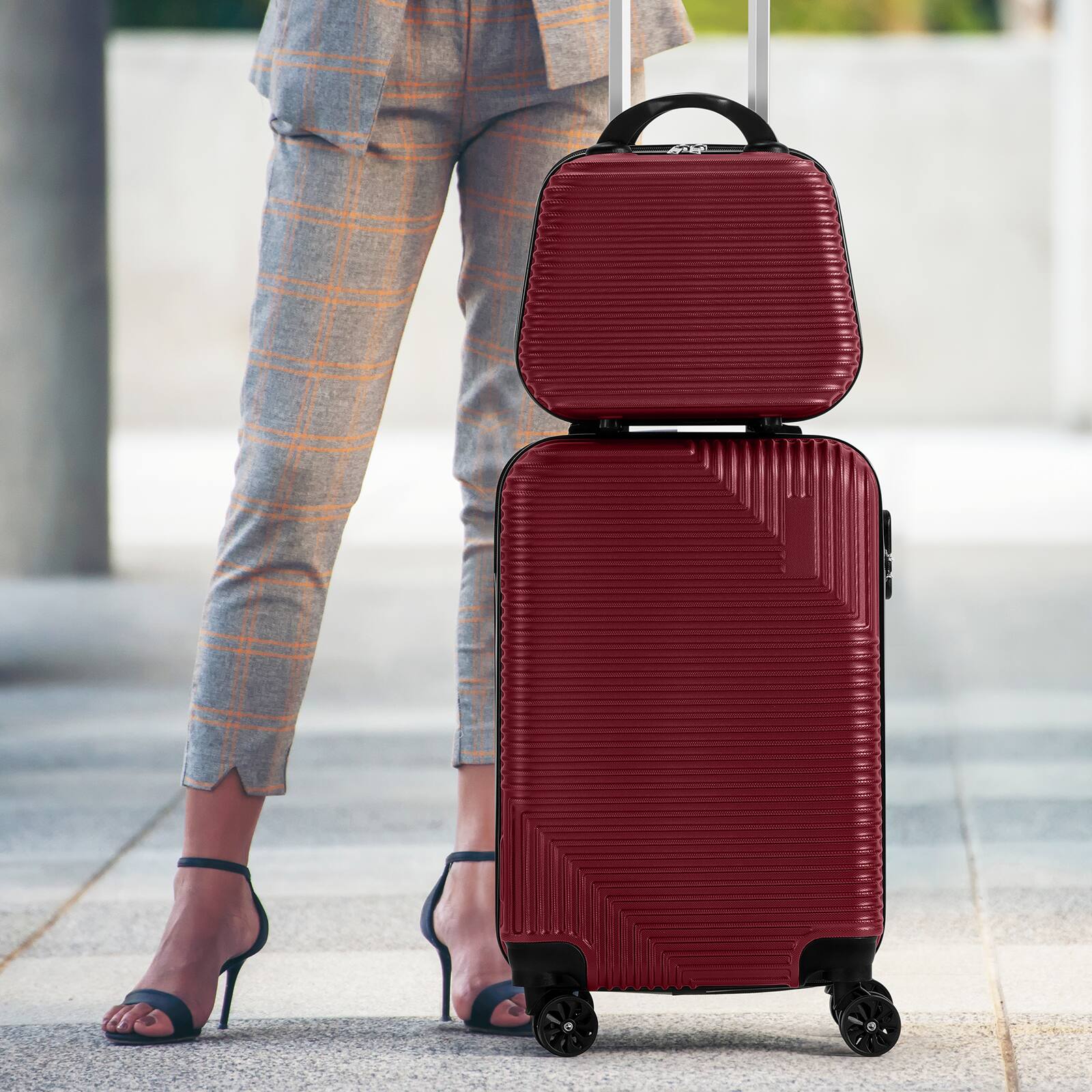 Alt View 3. Oumilen - Mystery Box-20 in Carry On Luggage Fashion Suitcase with Spinner Wheels - Multicolor.