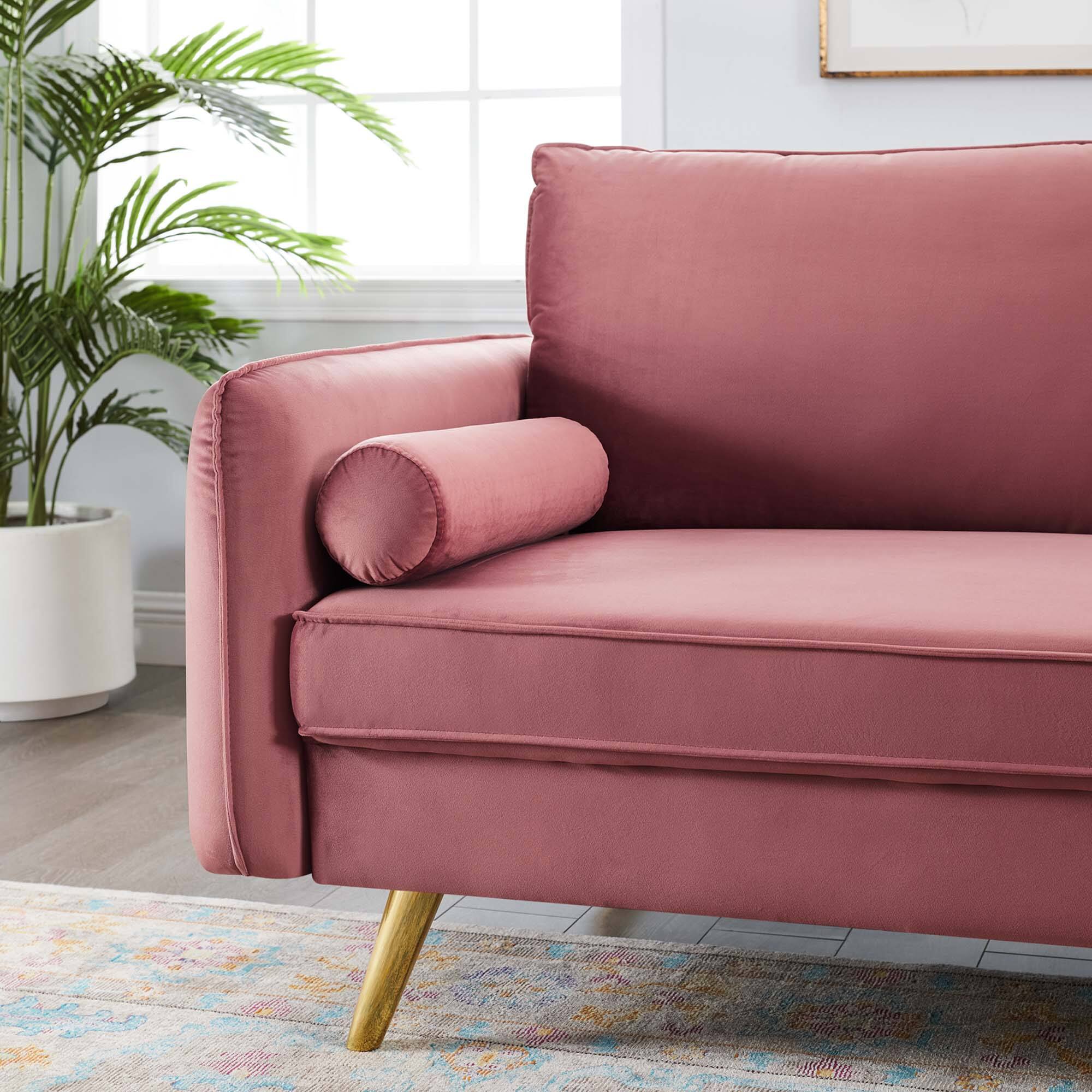 Alt View 1. Modway - Revive Performance Velvet Sofa by Modway - Dusty Rose.