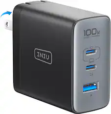 The text on the image reads: "100 W FAST CHARGE INIU C1 C2."
