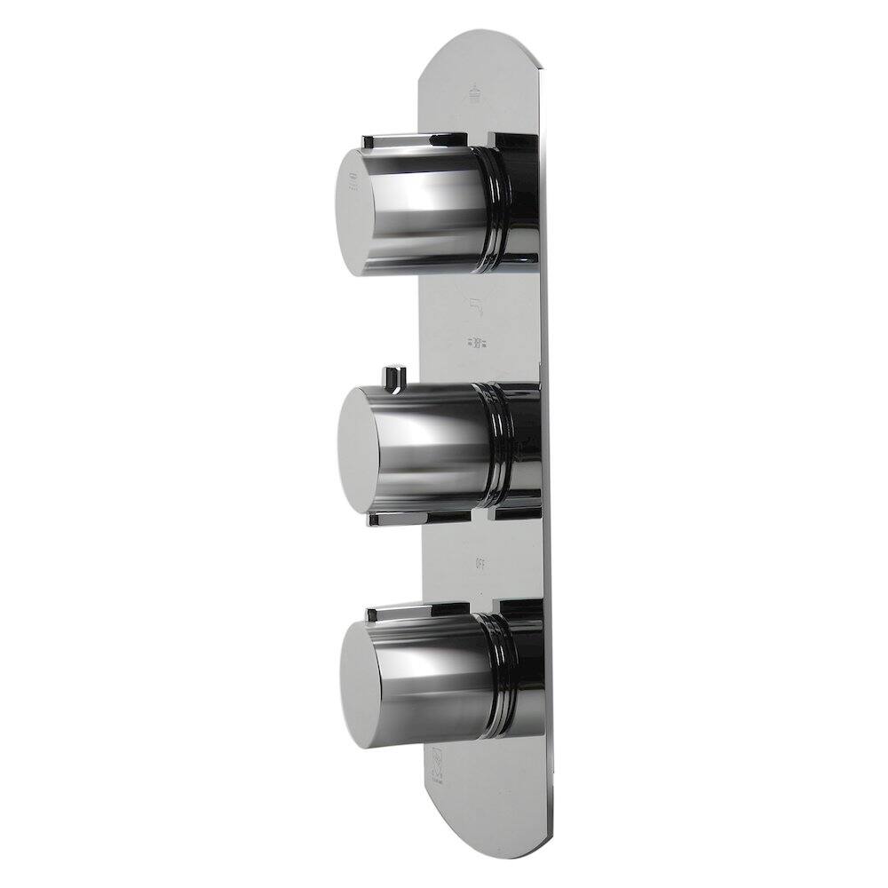 Angle. Alfi - Polished Chrome Concealed 4-Way Thermostatic Valve Shower Mixer /W Round Knobs - Silver.