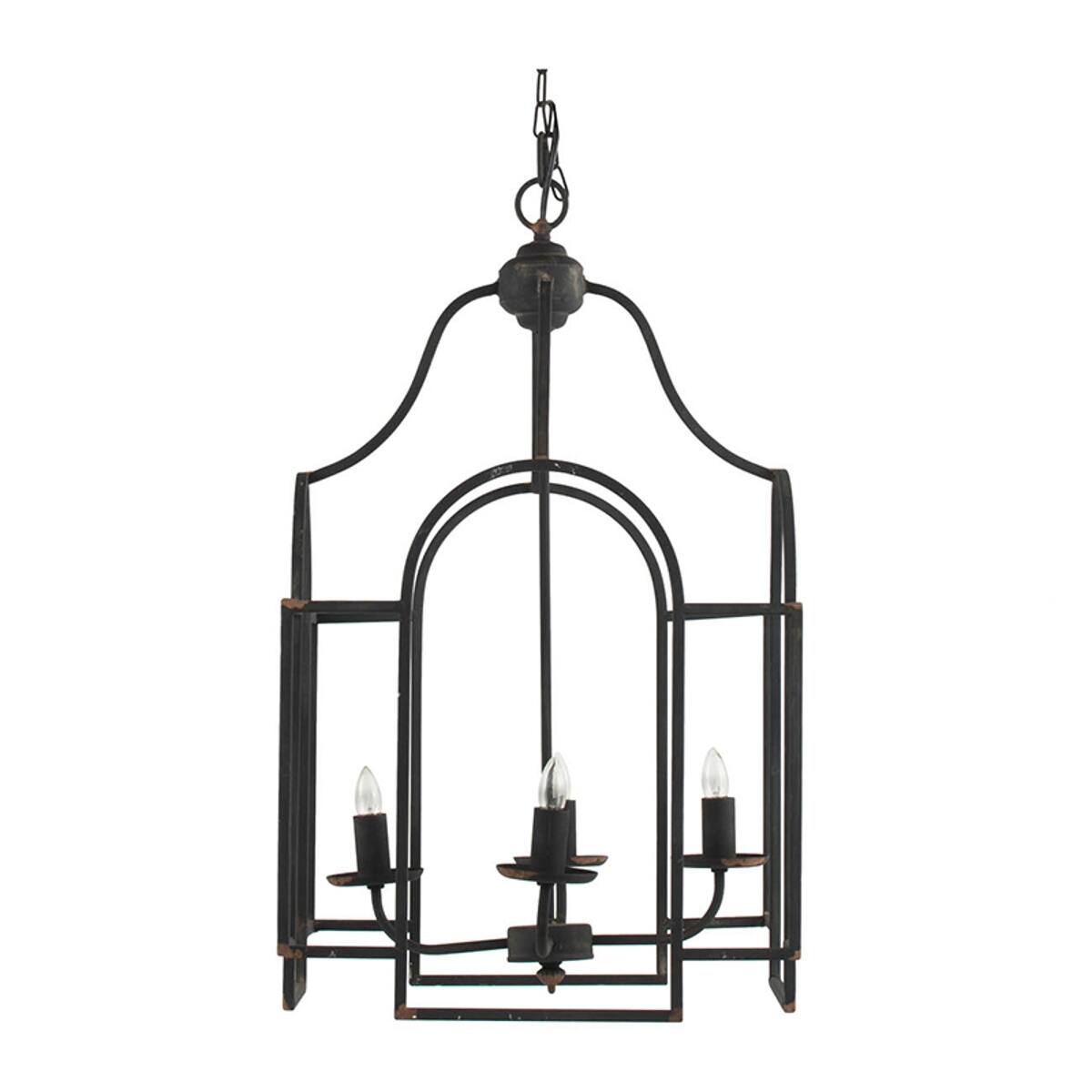 Back. Loheer - Loheer Four Light Satin Black Chandelier, Iron Entryway Foyer Hanging Light Fixture.