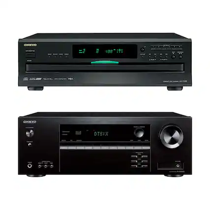 ONKYO
CD changer DK-C390
COMPACT DISC CHANGER DK-C390
4 DISCS
DIRECT DRIVE
VOL
ONKYO
CONCERTO
PURE AUDIO
DTS:X
AV RECEIVER TX-NR6300
4K/60Hz HDMI
DIRECT DRIVE