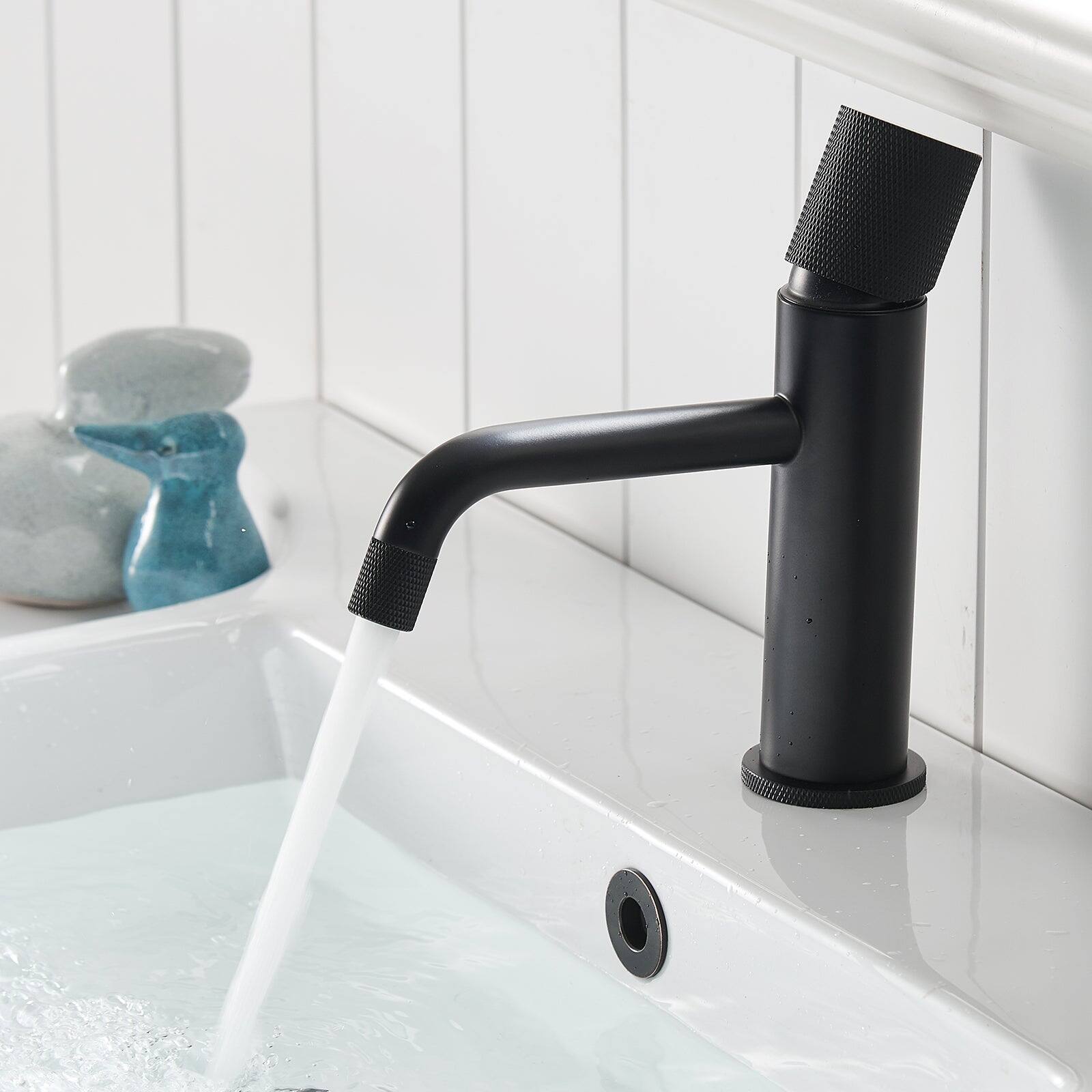 Alt View 5. Boyel Living - Single Hole Single Handle Bathroom Faucet Matte Black with Water Supply Lines Durable Modern Vessel Sink Faucet - Matte Black.