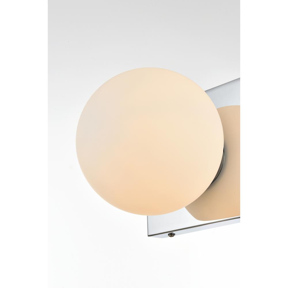 Alt View 2. Living District - Jaylin 1 light Chrome and frosted white Bath Sconce - Chrome And Frosted White.