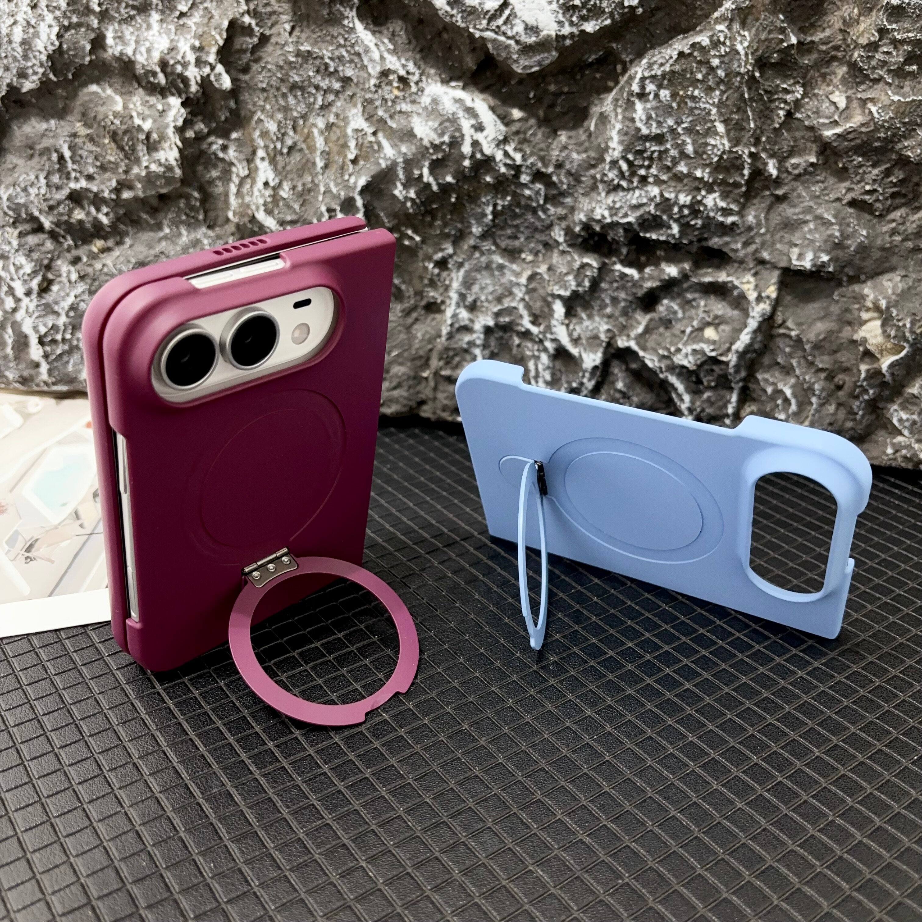Back. UUCOVER - Magnetic Kickstand Case for Apple iPhone Duo, Rotating Ring Holder Compatible with MagSafe, Shockproof Slim Matte Cover - Black.
