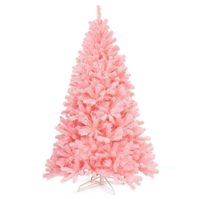 Alt View 3. WELLFOR - 6ft Unlit Pink Hinged Artificial Christmas Tree with 1036 Branch Tips & Metal Stand for Holiday Indoor Decoration - Pink.