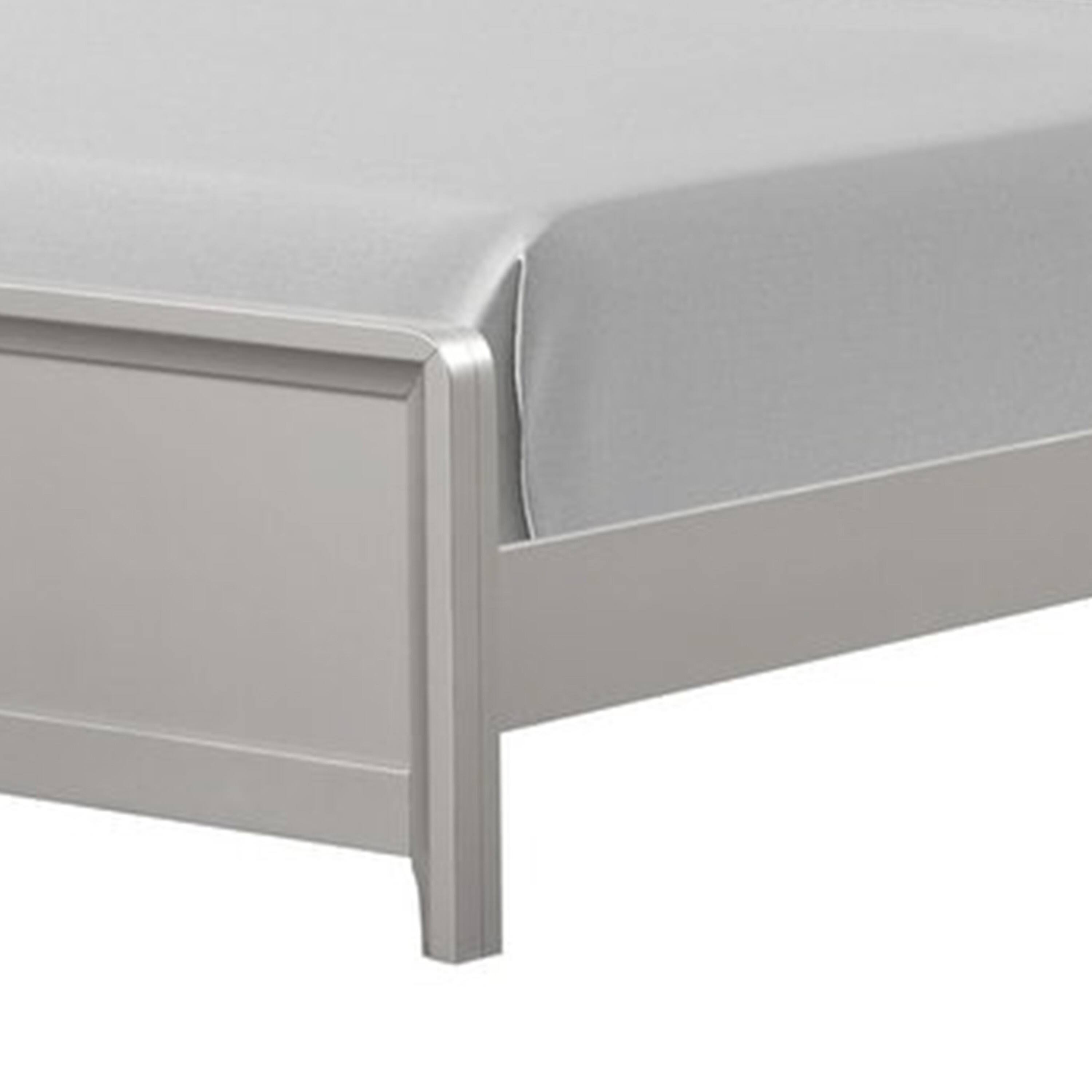 Alt View 3. Manhattan Lane - Broy Twin Size Bed w LED Bookcase Headboard, Champagne Silver Veneer - Champagne Silver.