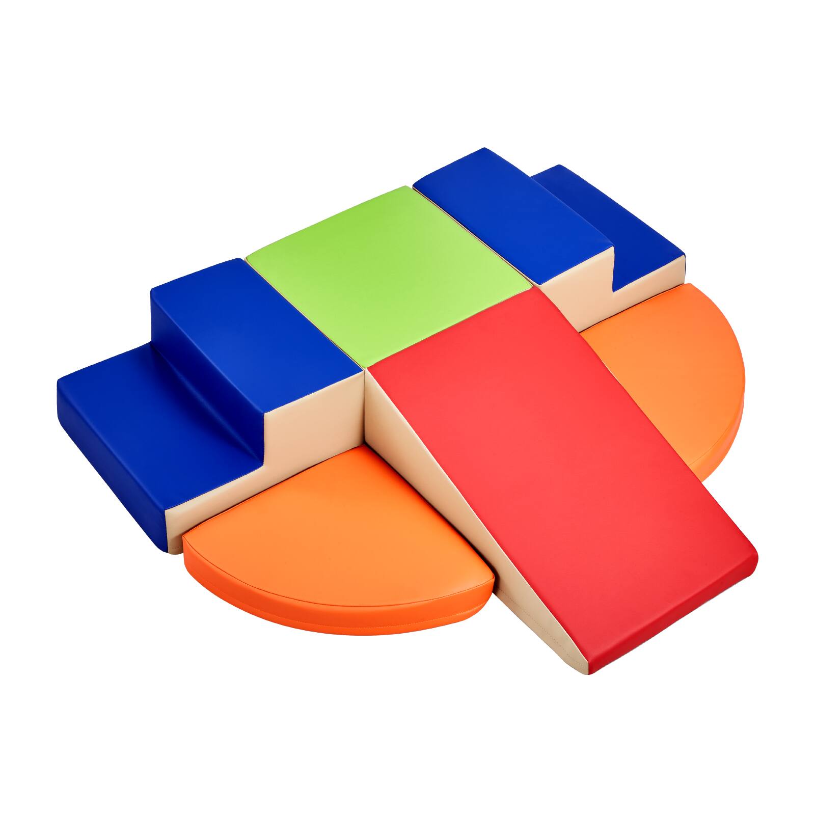 Alt View 5. VEVOR - Climbing Toys, 6-Piece Set, Foam Climbing Toys for Toddlers 6 Months to 3 Years Old, PU Leather Climbing Blocks - Blue.