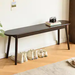 JETRANSPORT - Walnut Solid Wood Bench 39.4" L - Narrow Mid-century Wooden Benches For Entryway Kitchen Dining Bedroom Shoe - Walnut 39"