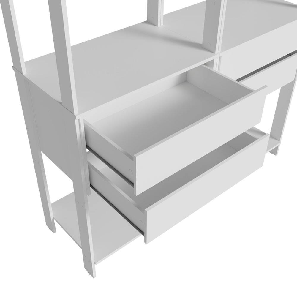 Alt View 5. Madesa - Madesa Wardrobe Clothes Storage Rack with 4 Drawers and Open Shelves 55"L - White - White.