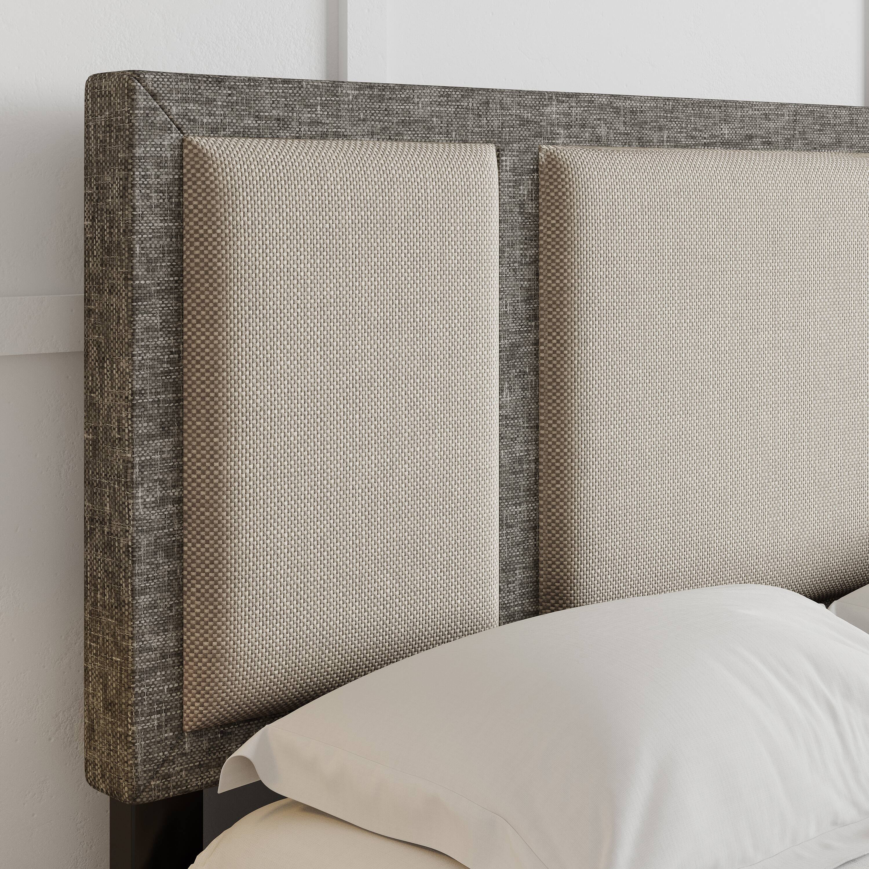 Alt View 7. Boyd Sleep - Triptych Upholstered Platform Bed Frame, 13 Slat Wood Support System, No box Spring Required - White/Grey.