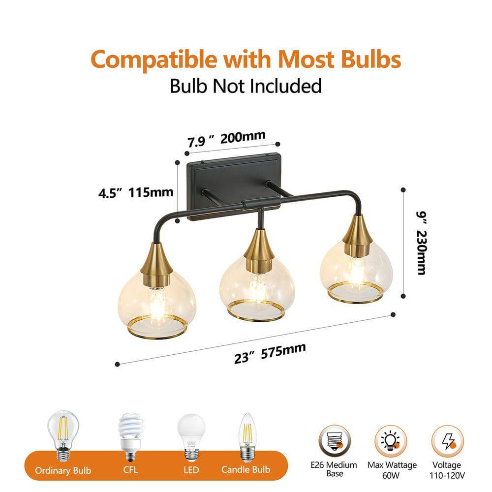 Compatible with Most Bulbs  
Bulb Not Included  

7.9" 200mm  
4.5" 115mm  
9" 230mm  
23" 575mm  

Ordinary Bulb  
CFL  
LED  
Candle Bulb  

E26 Medium Base  
Max Wattage 60W  
Voltage 110-120V