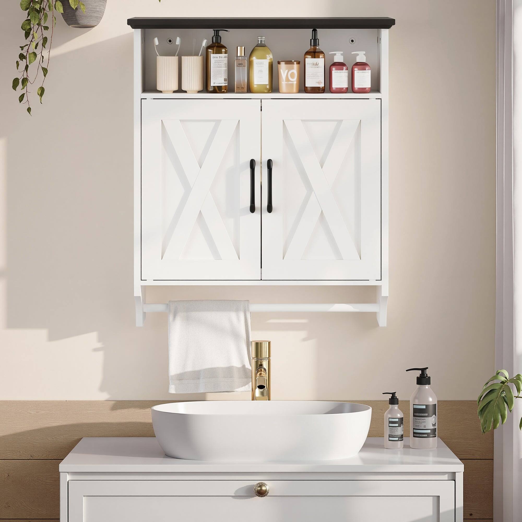 Alt View 4. Vecelo - Bathroom Medicine Cabinet with Sensor LED Light, Wall Mounted Storage Cabinet with Adjustable Shelves - White.