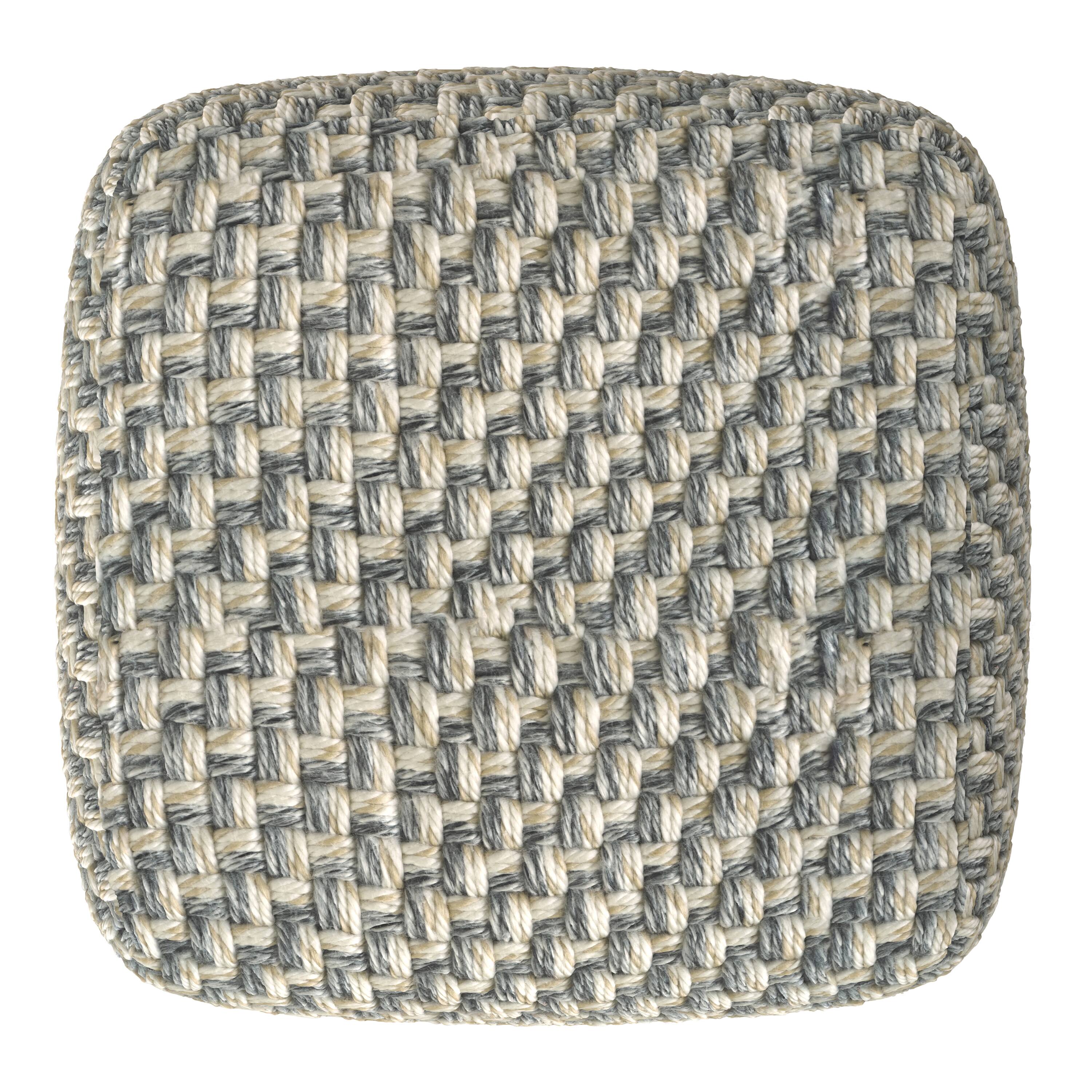 Back. Simpli Home - Beatrix 18 inch Wide Boho Pouf in Multicolor PET Polyester, Assembled - Multi-Color.