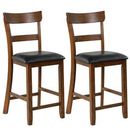 Kadyn - 2 Pcs Counter Height Chair Set with Leather Seat and Rubber Wood Legs, for Kitchen Island - Black