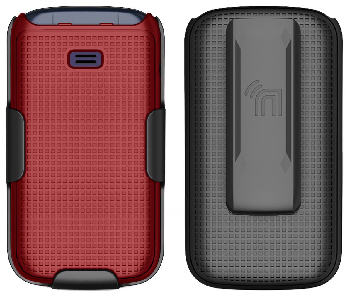 Alt View 8. Nakedcellphone - Case and Belt Clip Holster Combo for Alcatel TCL Flip 2 (T408DL, 4058G, 4058E) - Red.