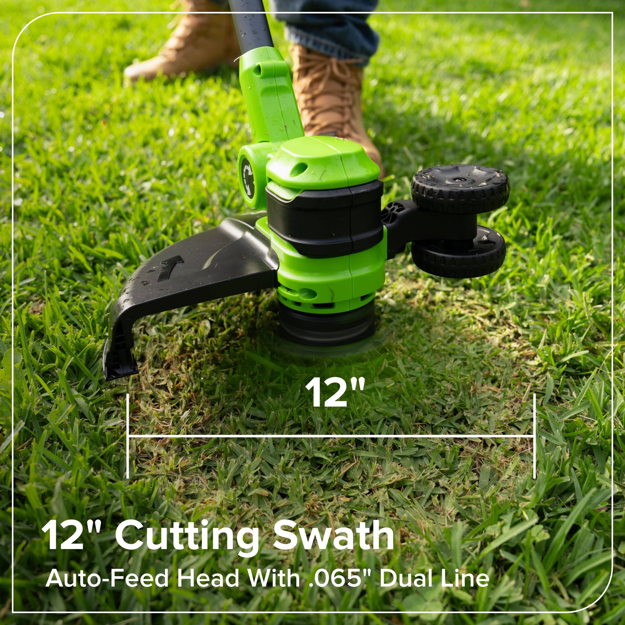 12" Cutting Swath  
Auto-Feed Head With .065" Dual Line