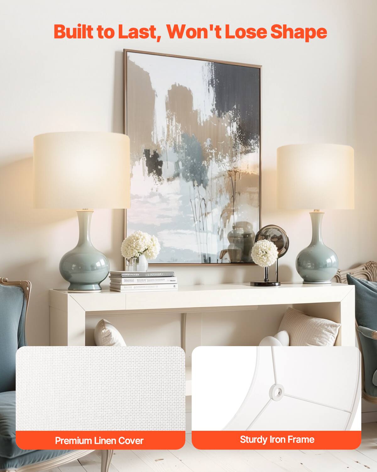 Built to Last, Won't Lose Shape

Premium Linen Cover

Sturdy Iron Frame